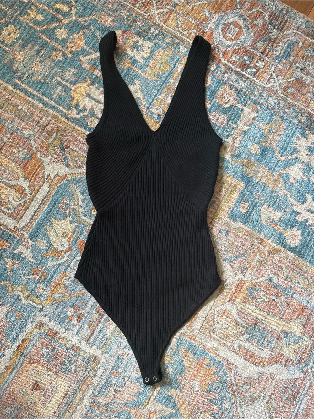 Abercrombie & Fitch Black Ribbed One-Piece Bodysuit
